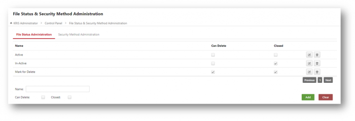 Configuring Folder Status & Security Method Settings